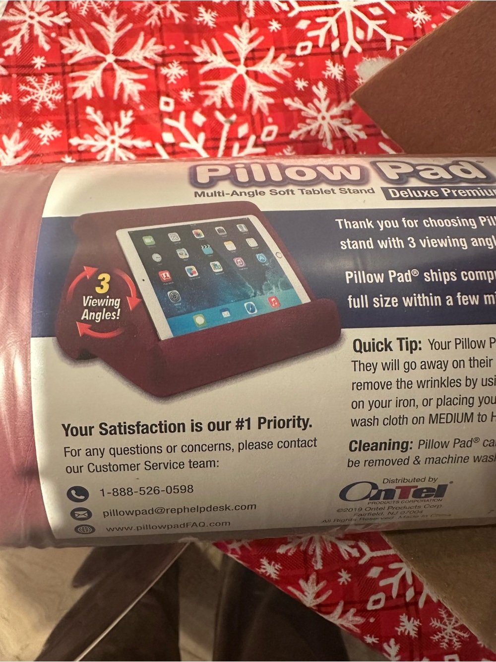 Pillow Pad Multi-Angle Tablet Stand in Burgundy
